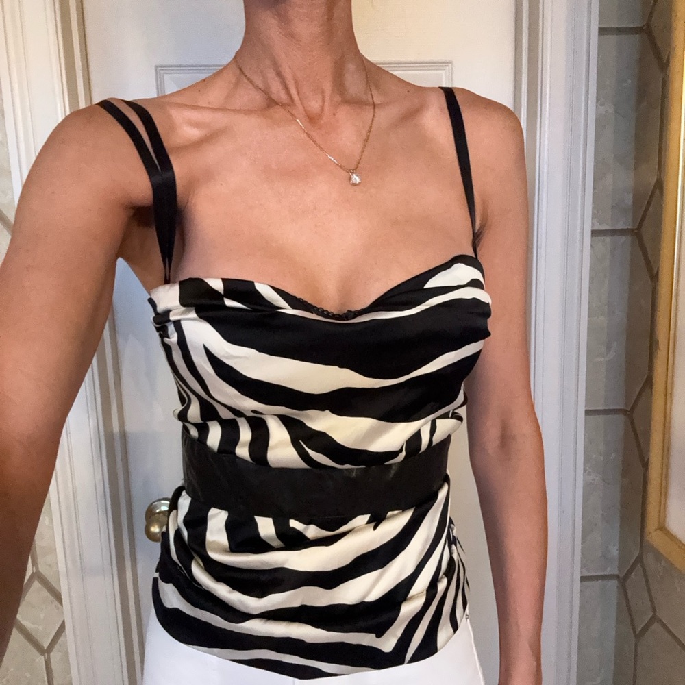 Dolce & Gabbana Silk Corset Black and White Zebra Print - Picture 2 of 7